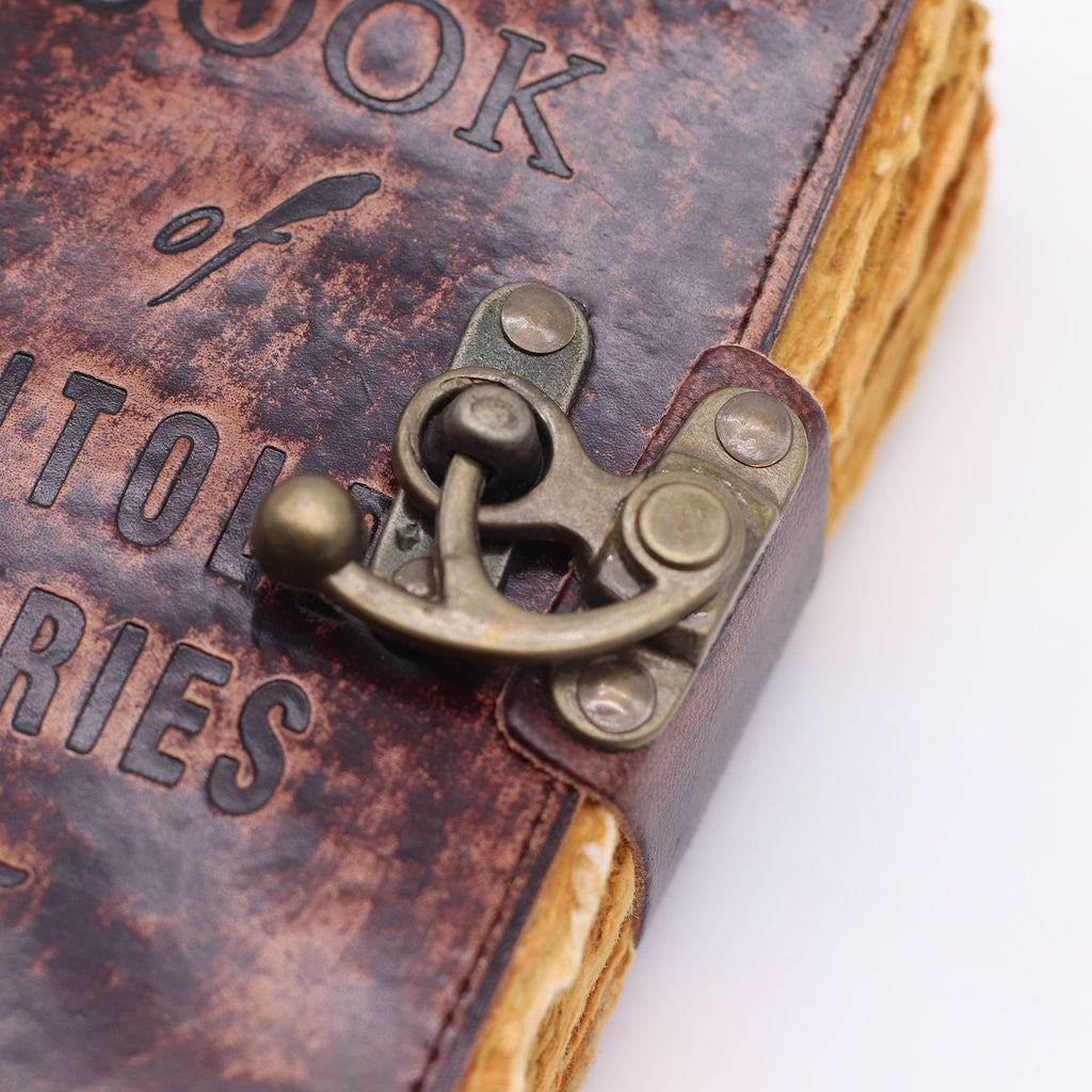 Fat Deckled Leather Notebook – The Book of Untold Stories – 15x10 cm
